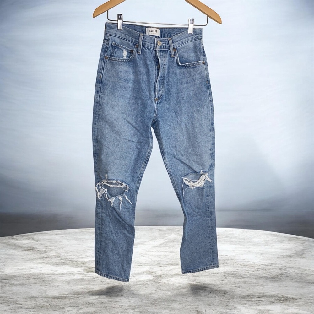 AGOLDE Riley High Rise Straight Crop Jeans distressed Size 25